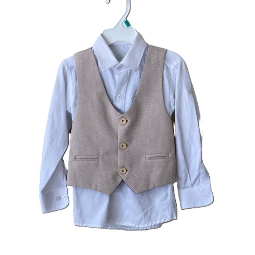 Boys Size 4 Collared Shirt & Waistcoat Vest
